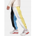 Mens Contrast Color Relaxed Fit Drawstring Cuffed Jogger Pants