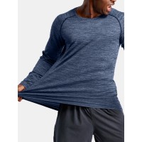 Men Plain High Elasticity Crew Neck Casual Long Sleeve Soft T  Shirts