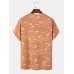 Men Cotton Allover Fish Print Round Neck Short Sleeve Leisure T  Shirts