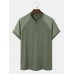 Men Hit Color Half Buttons Soft Breathable Short Sleeve All  matched T  Shirts