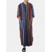 Mens Colorful Striped Double Pocket Side Split Home Casual Long Sleeve Sleepwear Robes