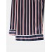 Classic Stripe Revere Collar Long Sleeve Elastic Waist Ice Silk Home Casual Pajama Set