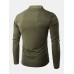 Men Henley Collar Solid Color Long Sleeve Leisure T  Shirts